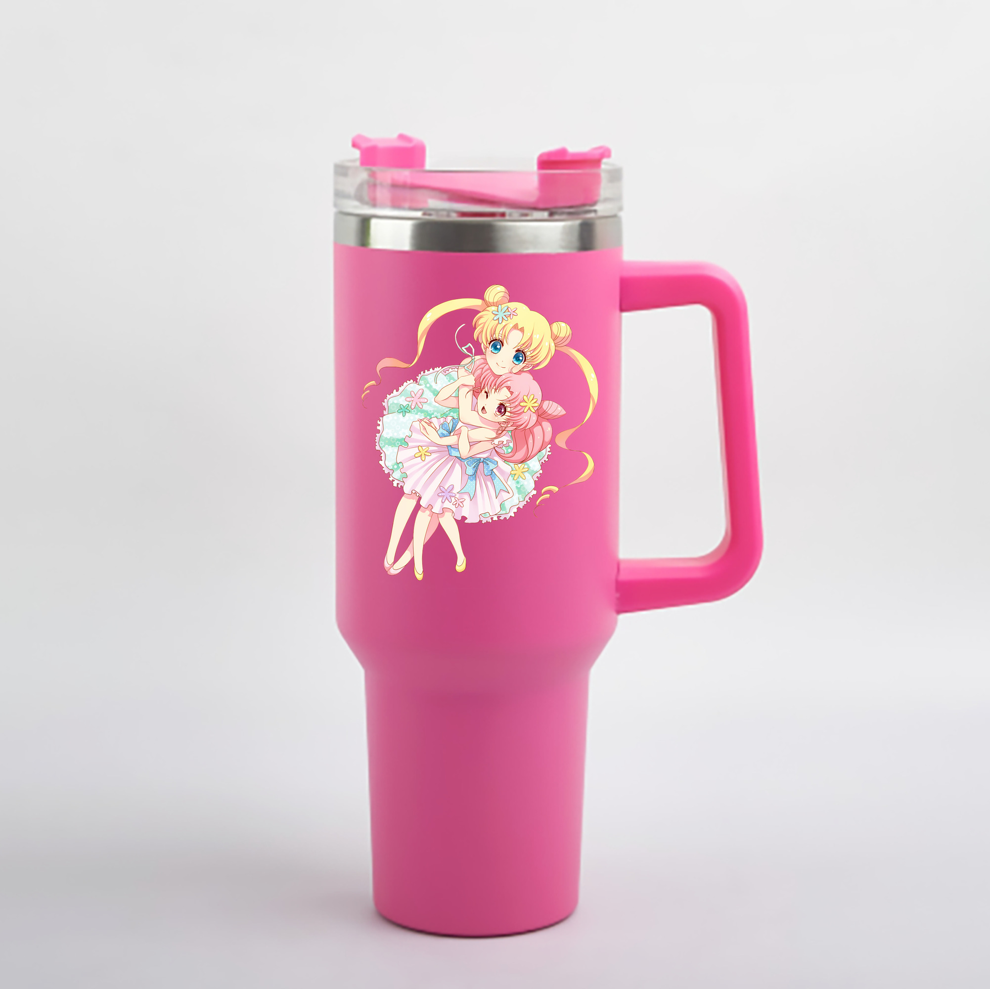 （画像用） 美少女戦士セーラームーン 愛野 美奈子 あいの みなこ Sailor Moon Aino Minako 1200mL車用タンブラー - クリスタルステッカー（プラスチックストロー付き）